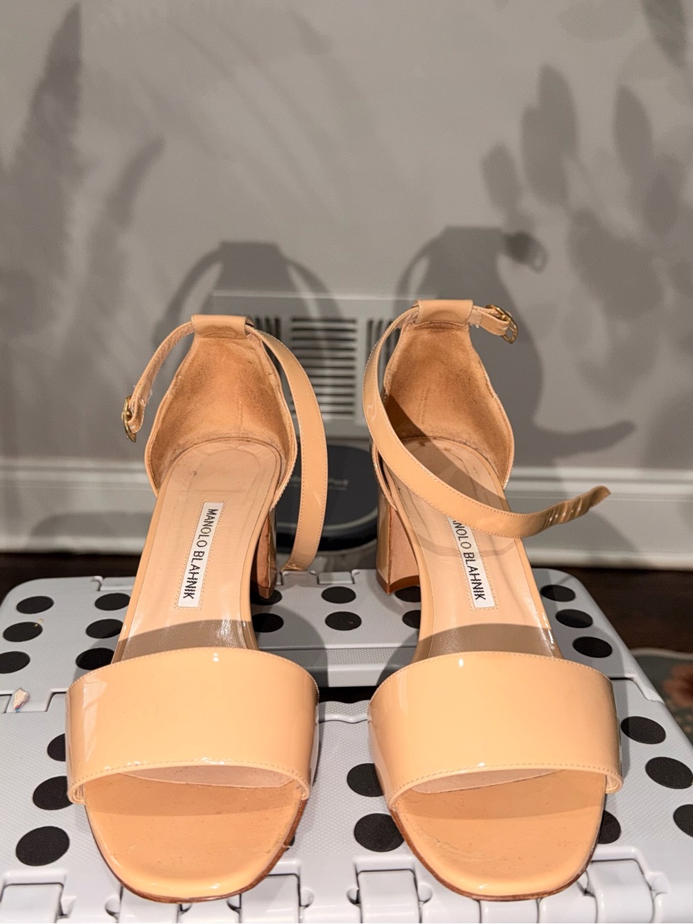Manolo Blahnik Lauratomod Ankle-Strap Block Heels Size 39